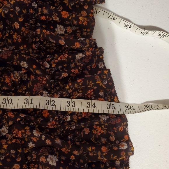 CURRENT Air Medium Ditzy Floral Ruffled Peasant Faux Wrap Dress Long Sleeves - Picture 14 of 16